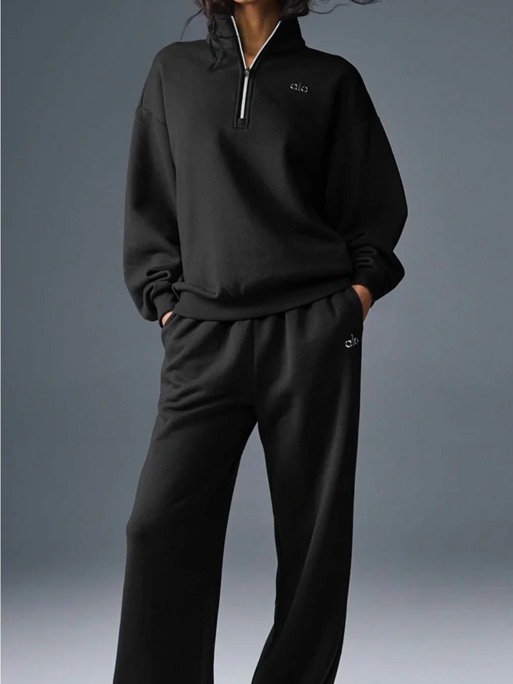 ALO Accolade 1/4 Zip Pullover with Silver Logo - Picture 4 of 10